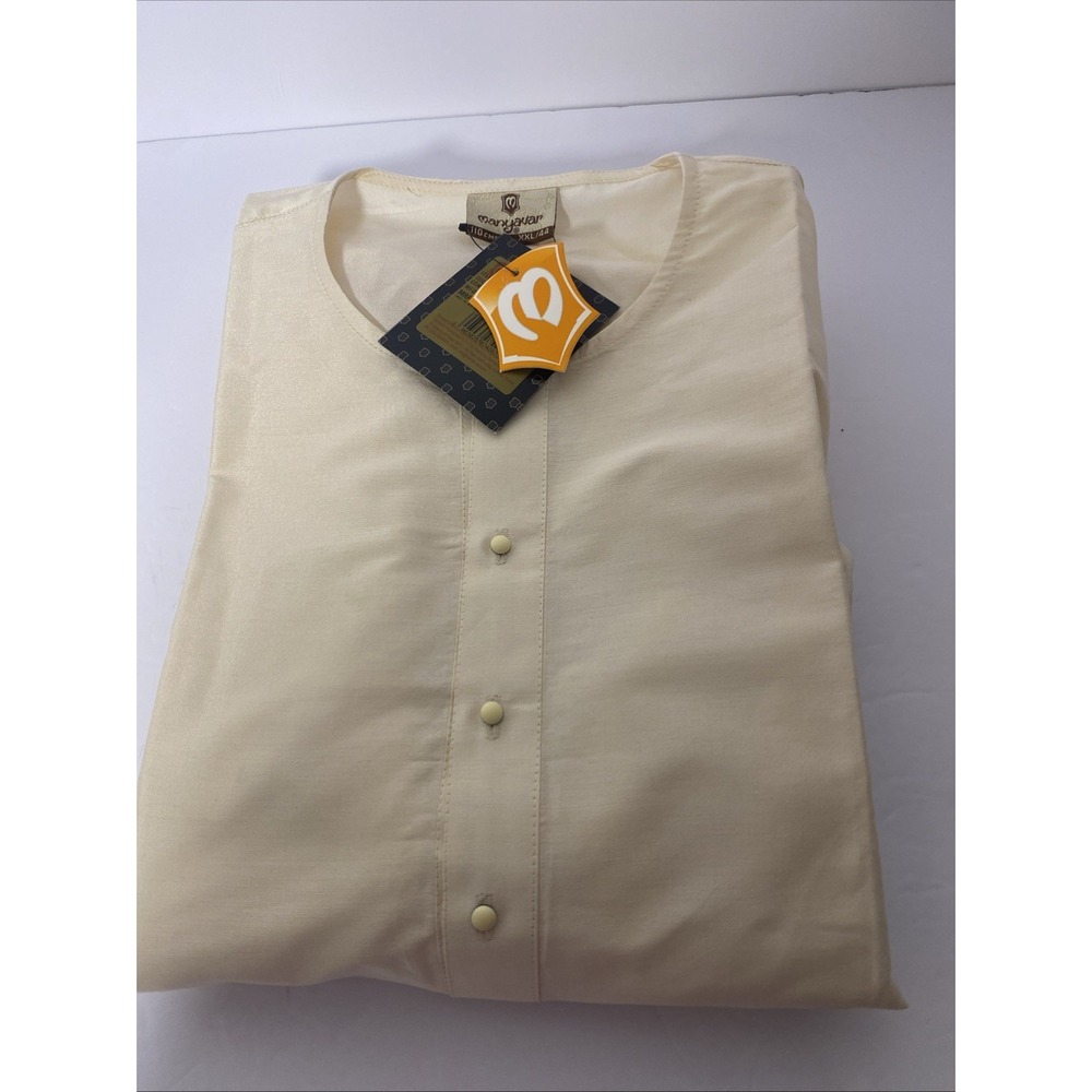 Manyavar‎ Kurta Cream XXL/44 Silk Men's